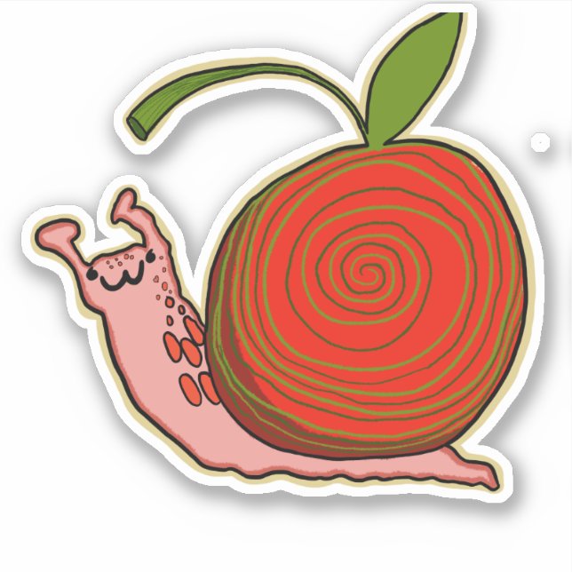 Kawaii Cherry Snail Sticker (Vorderseite)