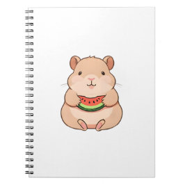 Kawaii Chibi Capybara beim Essen einer Wassermelon Notizblock