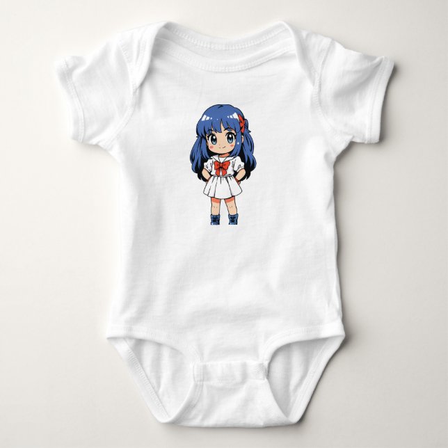 Kawaii Chibi Charakter Bodysuit Baby Strampler (Vorderseite)