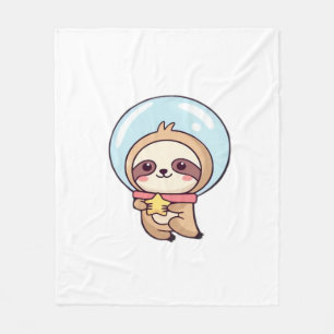 Kawaii Chibi Faultier Astronaut � Süßes Weltraumfa Fleecedecke
