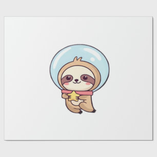 Kawaii Chibi Faultier Astronaut – Süßes Weltraumfa Geschenkpapier