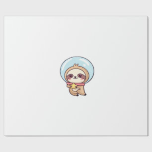 Kawaii Chibi Faultier Astronaut � Süßes Weltraumfa Geschenkpapier