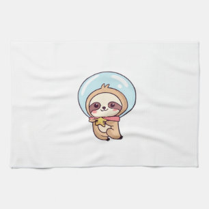 Kawaii Chibi Faultier Astronaut � Süßes Weltraumfa Geschirrtuch