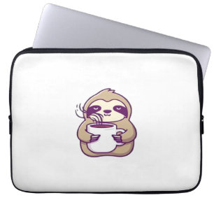 Kawaii Chibi Faultier mit Kaffeetasse � Cute schla Laptopschutzhülle