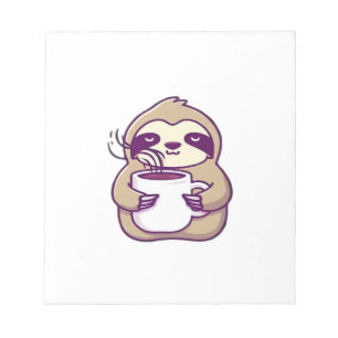 Kawaii Chibi Faultier mit Kaffeetasse � Süßes schl Notizblock