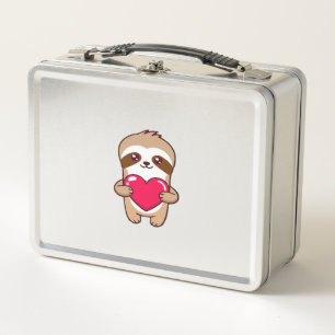 Kawaii Chibi Faultier umarmt Herz � Süß Niedlich S Metall Brotdose