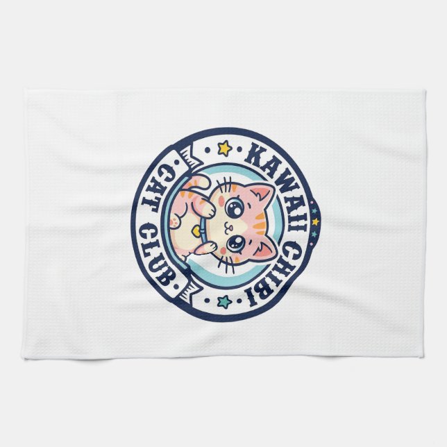 Kawaii Chibi Katze Katzenmutter Geschenkidee - Kaw Geschirrtuch (Horizontal)
