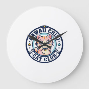 Kawaii Chibi Katze Katzenmutter Geschenkidee - Kaw Große Wanduhr