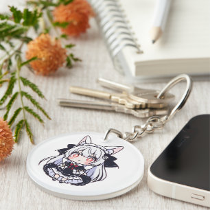 Kawaii Chibi Neko Gothic Lolita Acryl  Schlüsselanhänger