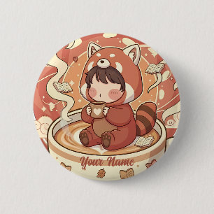 Kawaii Chibi Roter Panda Knopf Pin Abzeichen Button