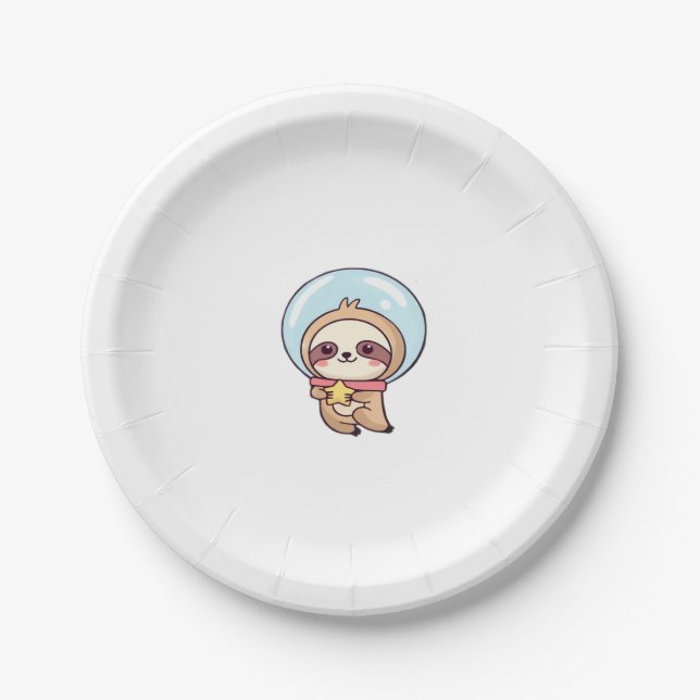 Kawaii Chibi Sloth Astronaut � Niedlich Space Slot Pappteller (Vorderseite)