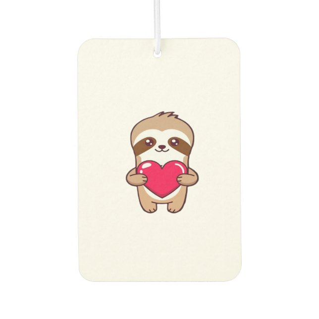Kawaii Chibi Sloth Hugging Heart � Cute Adorable S Autolufterfrischer (Vorderseite)