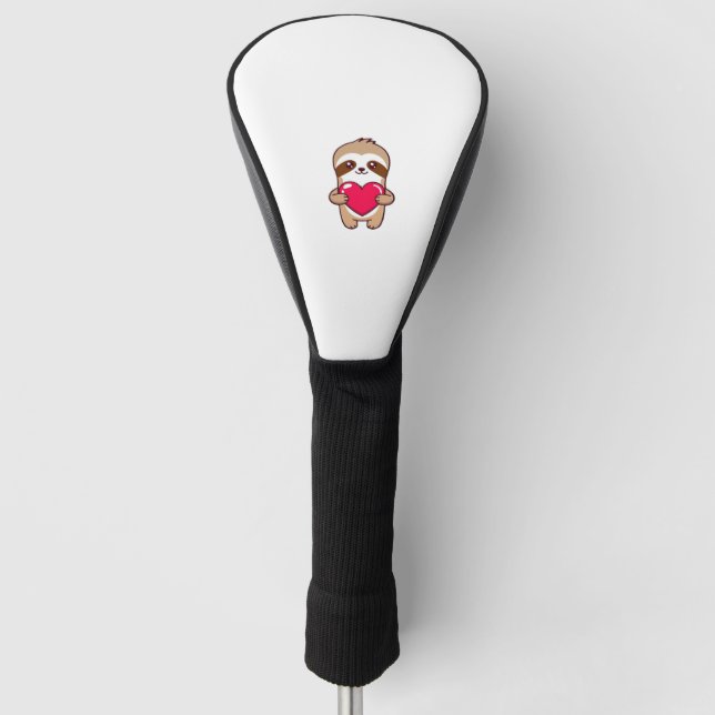 Kawaii Chibi Sloth Hugging Heart � Cute Adorable S Golf Headcover (Vorderseite)