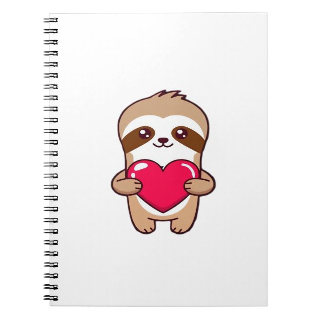 Kawaii Chibi Sloth Hugging Herz � Niedlich Adorabl Notizblock (Vorderseite)