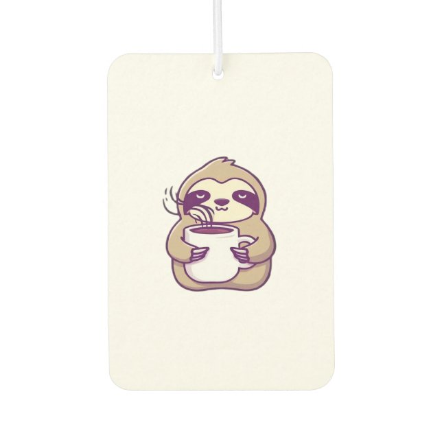 Kawaii Chibi Sloth mit Kaffee-Tasse � Niedliche Sc Autolufterfrischer (Vorderseite)