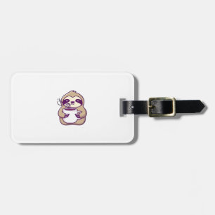 Kawaii Chibi Sloth mit Kaffee-Tasse � Niedliche Sc Gepäckanhänger