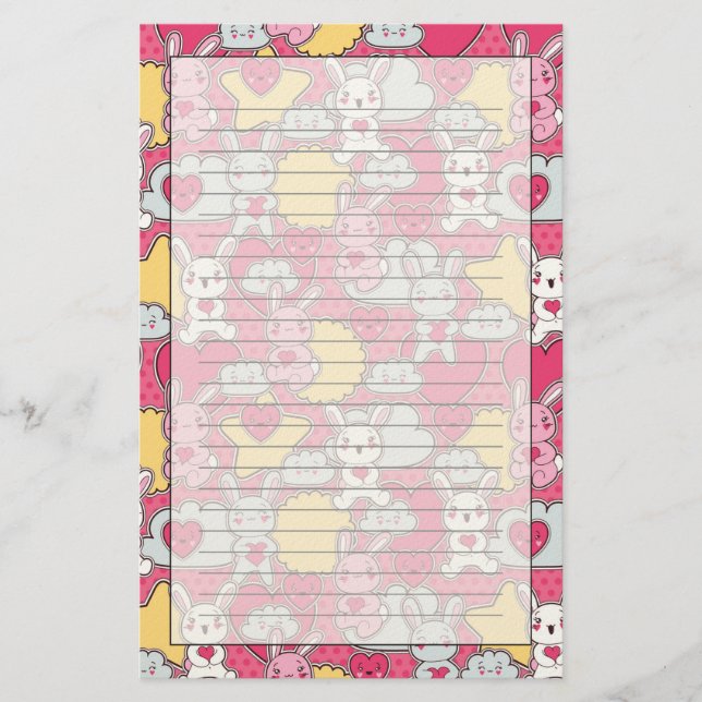 Kawaii Child Pattern with Cute Doodles Briefpapier (Vorderseite)