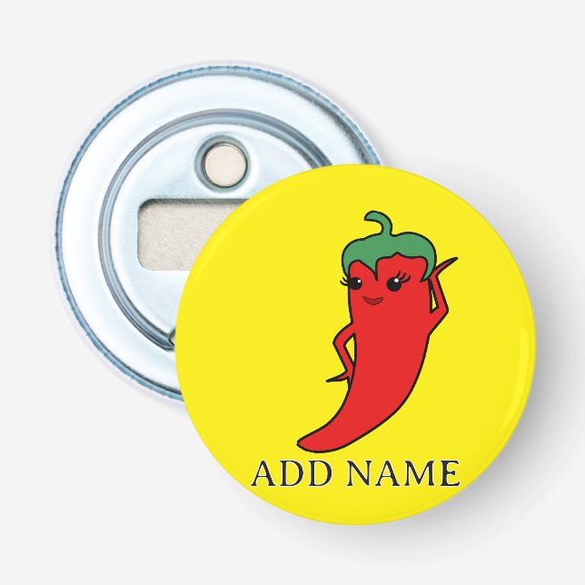 Kawaii Chili Pepper Diva Custom Flaschenöffner (Vorderseite)