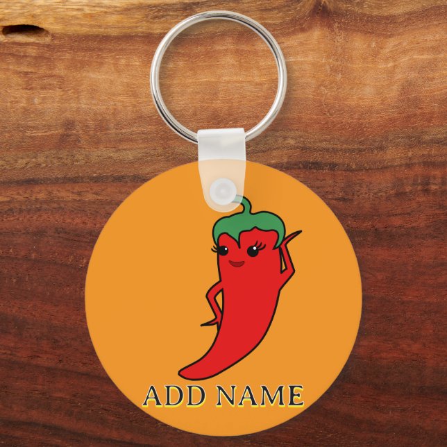 Kawaii Chili Pepper Diva Custom Schlüsselanhänger (Vorderseite)