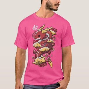 Kawaii Chinischer Roter Drache T-Shirt