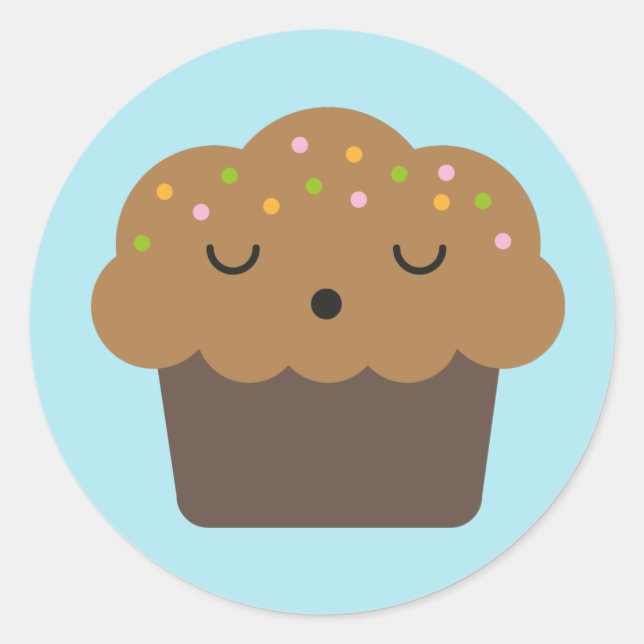 Kawaii Chocolate Cupcake Runder Aufkleber (Vorderseite)