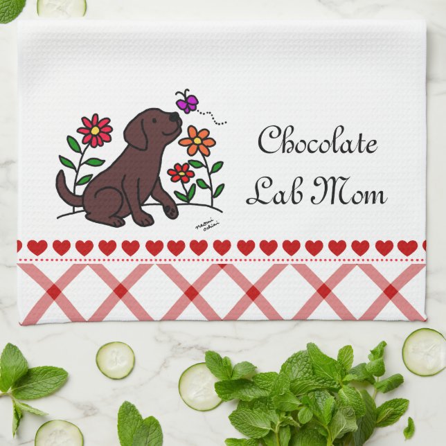 Kawaii Chocolate Labrador Cartoon Küchentuch (Gefaltet)