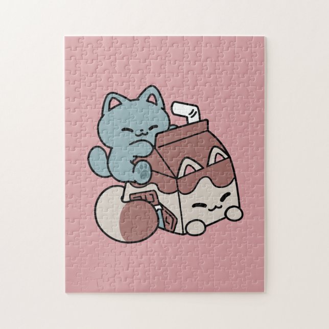 Kawaii Chocolate Milk Cat – Cozy Drink & Cuteness  (Vertikal)