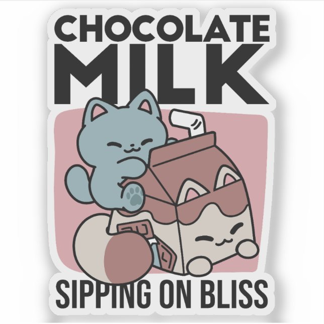 Kawaii Chocolate Milk Cat – Cozy Drink & Cuteness  Aufkleber (Vorderseite)