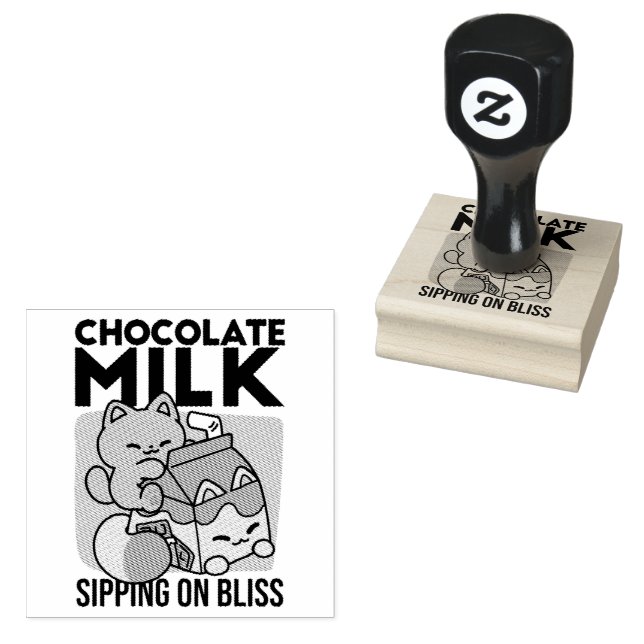 Kawaii Chocolate Milk Cat – Cozy Drink & Cuteness  Gummistempel (Stempel)