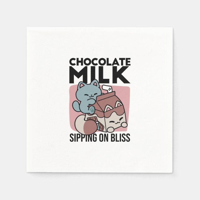 Kawaii Chocolate Milk Cat – Cozy Drink & Cuteness  Serviette (Vorderseite)