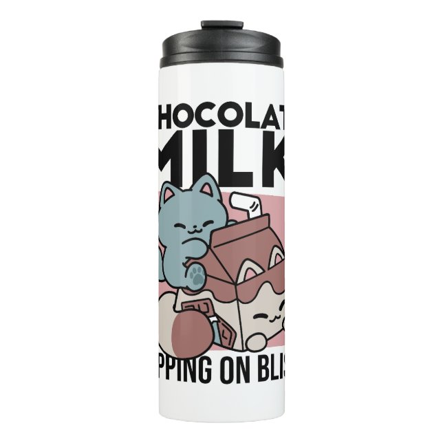 Kawaii Chocolate Milk Cat – Cozy Drink & Cuteness  Thermosbecher (Vorderseite)