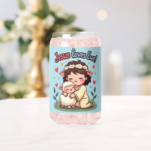Kawaii Christliche "Jesus liebt dich" Pastell Gest Dosenglas