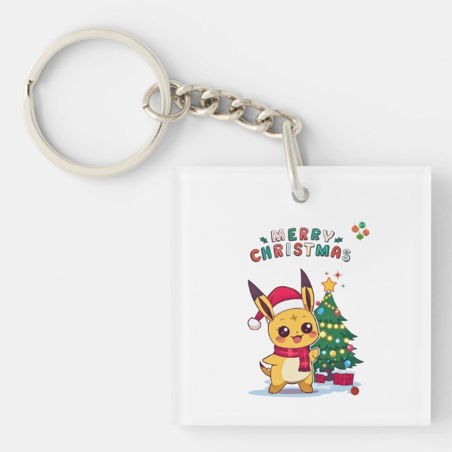 Kawaii Christmas Character |Holiday Art for Anime  Schlüsselanhänger (Vorderseite)