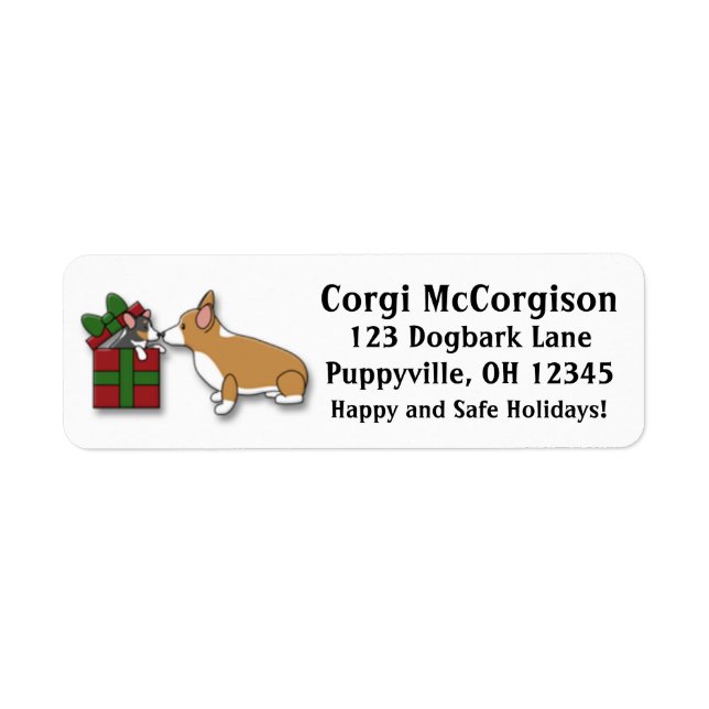 Kawaii Christmas Corgi Étiquettes de adresse cadea (Devant)