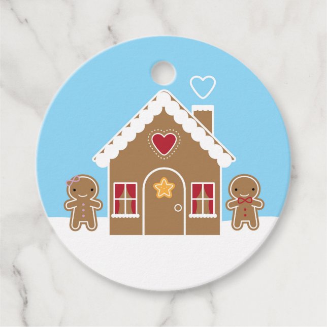 Kawaii Christmas Gingerbread House Geschenkanhänger (Vorderseite)