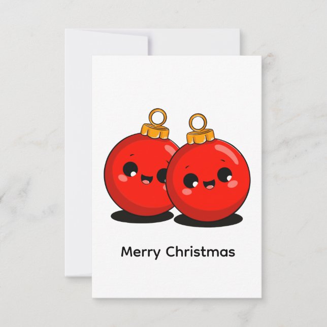 Kawaii Christmas – Minimal Holiday  Dankeskarte (Vorderseite)