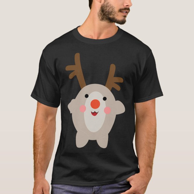 Kawaii Christmas Reindeer T-Shirt (Vorderseite)