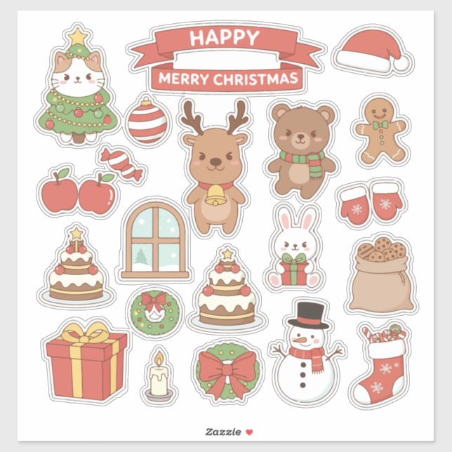 Kawaii Christmas Sticker Bomb Phone Case | Cute Ca (Blatt)