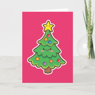 Kawaii Christmas Tree Feiertagskarte