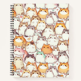 Kawaii Chubby Cartoon Katzen mit Herz Notizbuch