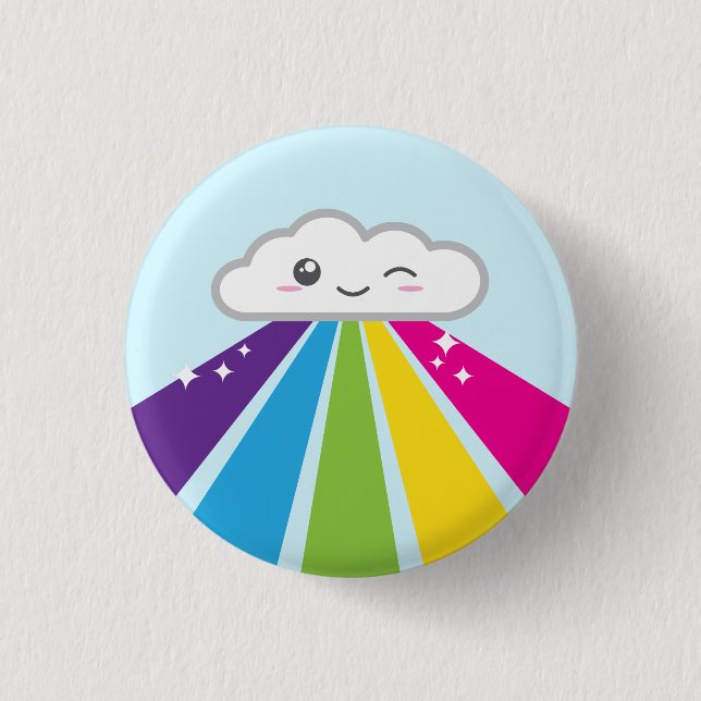 Kawaii Cloud and Rainbow Button (Vorderseite)