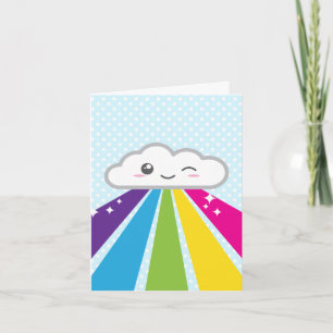 Kawaii Cloud and Rainbow Note Card Karte