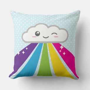 Kawaii Cloud and Rainbow Throw Kissen
