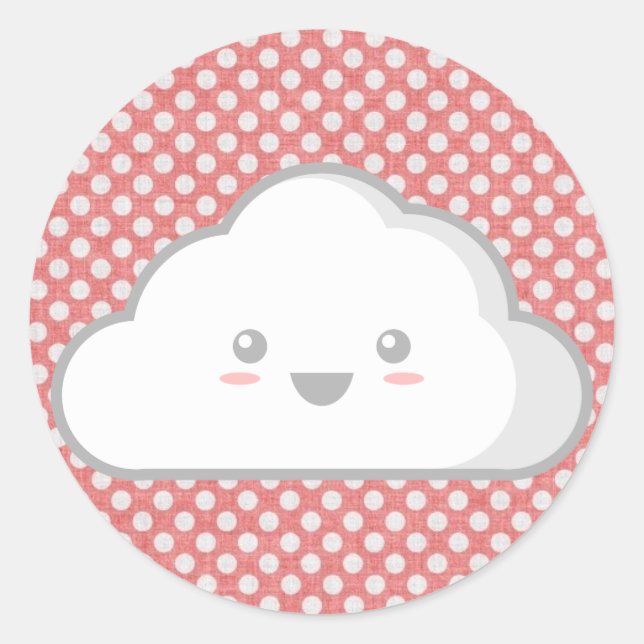 Kawaii Cloud Runder Aufkleber (Vorderseite)