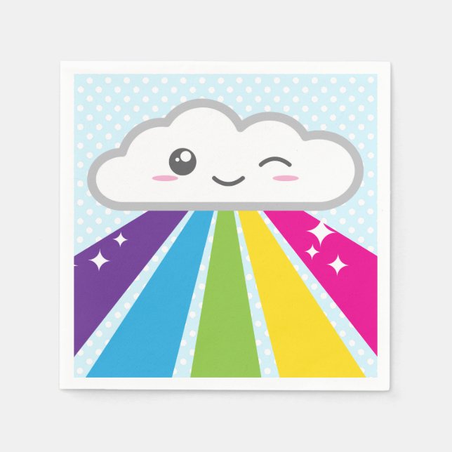 Kawaii Cloud und Rainbow Napkins Serviette (Vorderseite)