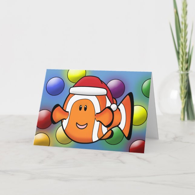 Kawaii Clownfish Weihnachtskarte Feiertagskarte (Vorderseite)