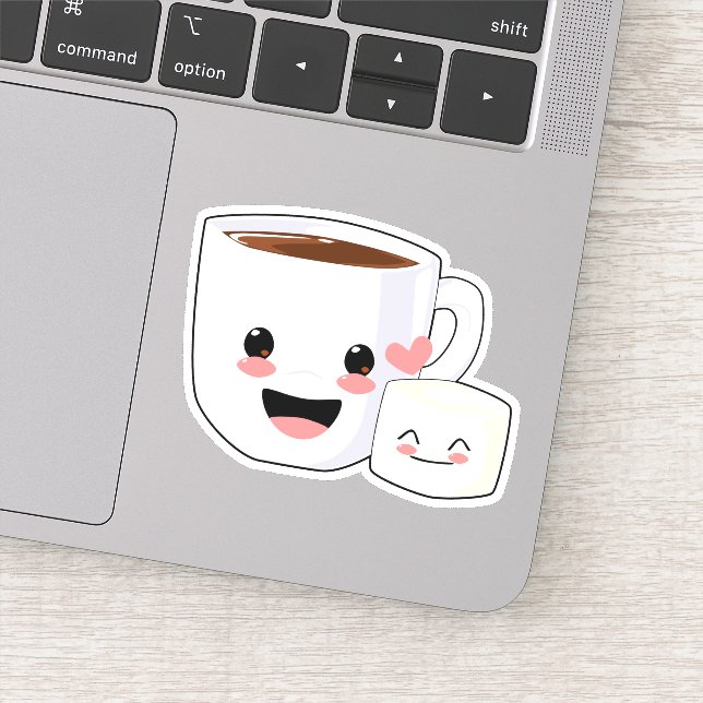 Kawaii Cocoa und Marshmallow Aufkleber (Detail)