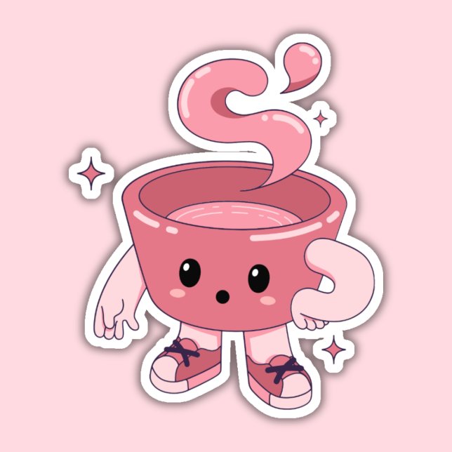Kawaii Coffee Cup, Niedlicher Teecup Aufkleber (Von Creator hochgeladen)