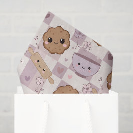 Kawaii Cookie Gingham Purple Pink Tissue Paper Seidenpapier