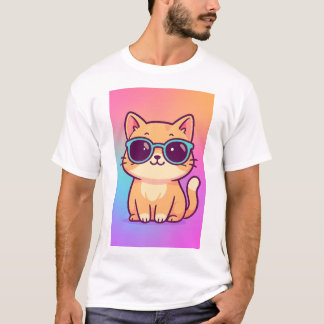 Kawaii Cool Chat Lunettes de soleil T-shirt Homme